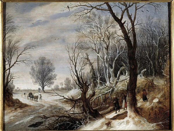 Snow Landscape Painting by Gysbrecht Lytens (1586-1656) 17th century