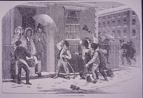 Snow sweepers, 1850 (engraving)