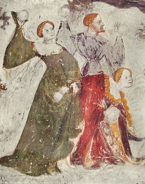 Snowball fight outside a castle, c. 1400 (detail of 75562)
