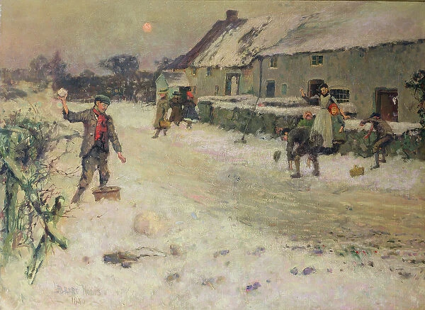 Snowballing, 1899 (oil on canvas)