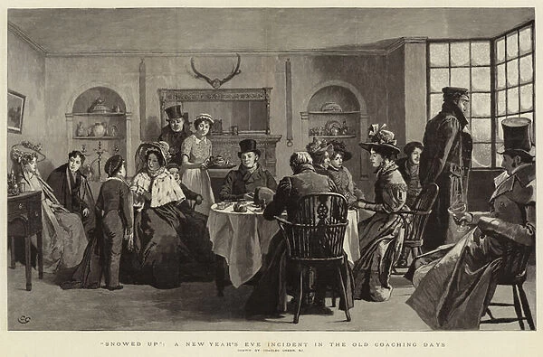 'Snowed Up', a New Years Eve incident in the Old Coaching Days (engraving)