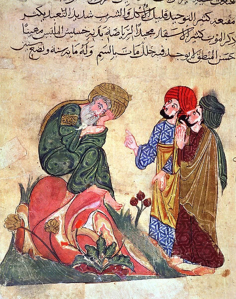 Socrates (470-399 BC) and his Students, illustration from Kitab Mukhtar al-Hikam