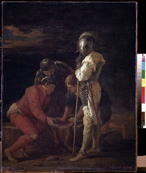 Soldats jouant aux des. Peinture de Salvator (Salvatore) Rosa (1615-1673), vers 1656, art italien (Naples), art baroque. State A. Pushkin Museum of Fine Arts, Moscou