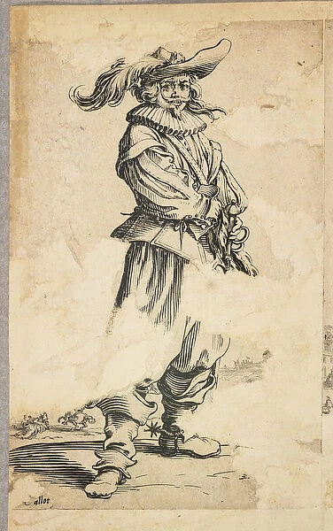 Soldier with Feathered Hat, from 'La Noblesse de Lorraine'(verso), c