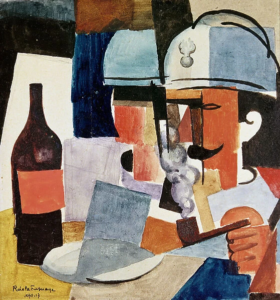 Soldier with Pipe and Bottle (w  /  c on paper)