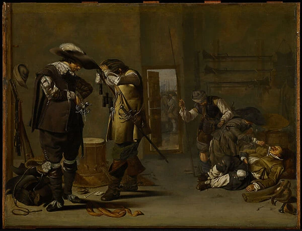 Soldiers Arming Themselves, mid 1630s (oil on panel)