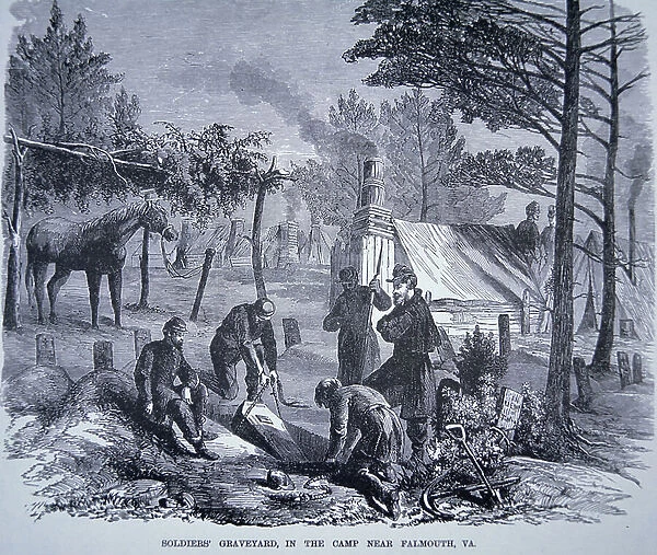 Soldiers Graveyard in the Camp near Falmouth, Virginia (litho)