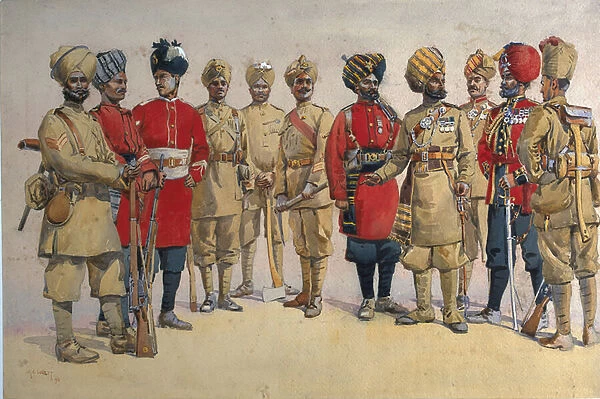 Soldiers of the Pioneer Regiments, illustration for Armies of India by Major G