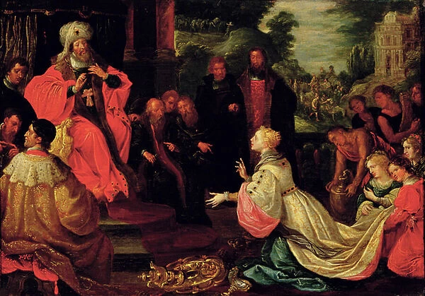 Solomon and the Queen of Sheba (oil on board)