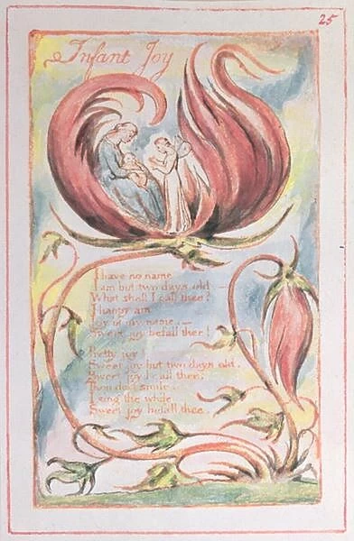 Songs of Innocence; Infant Joy, 1789 (relief etching tinted with w / c)