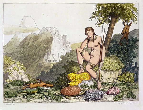South American Indian Woman, engraved by Gallo Gallina (1796-1874) (colour engraving)
