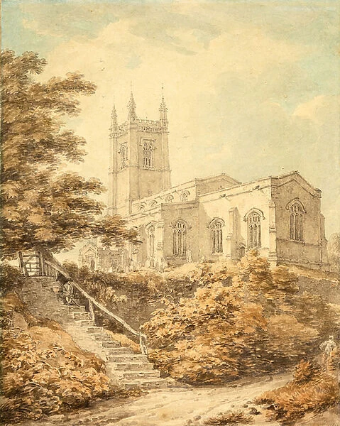 South East aspect of the church at Odell (w  /  c on paper)