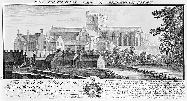 The South-East View of Brecknock Priory, 1741 (engraving)