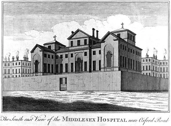 The South East View of the Middlesex Hospital, 1745 (engraving)