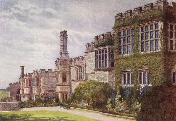 The South Side of Haddon Hall (colour litho)