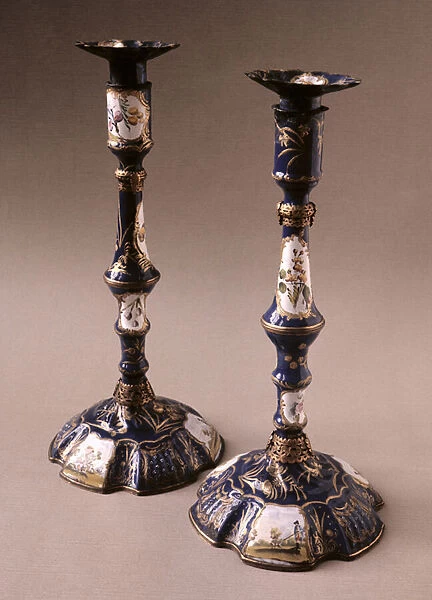 South Staffordshire pair of candlesticks, c. 1765 (ceramic)