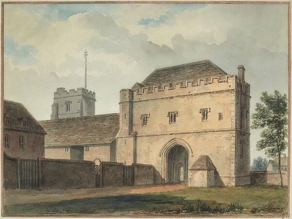South view of the Great gateway of the college at Maidstone, 1800-94 (Watercolour)