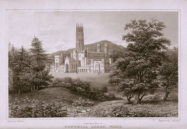 South-west view of Fonthill Abbey, engraved by T. Higham, 1823 (engraving)