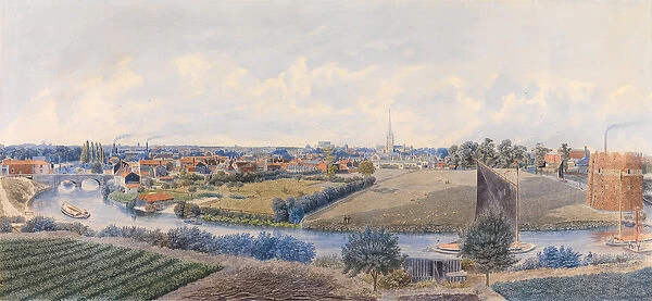 Southeast View of Norwich, 1846 (w  /  c)