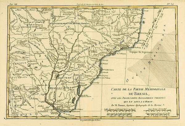 Southern Brazil, from Atlas de Toutes les Parties Connues du Globe Terrestre