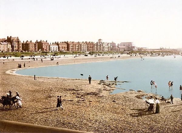 Southport from pier (hand-coloured photo)