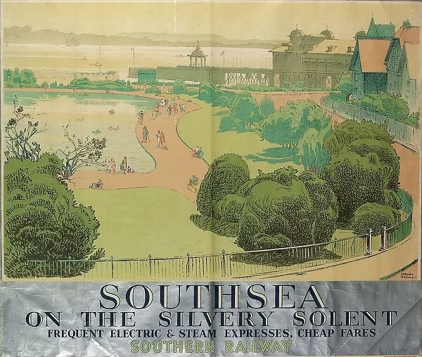 Southsea on the Silvery Solent, poster advertising Southern Railways