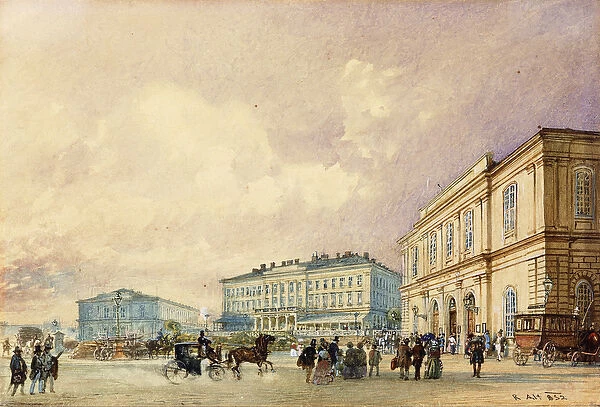 The Southstation, Vienna; Der Sudbahnhof, Wien, 1852 (watercolour on paper)