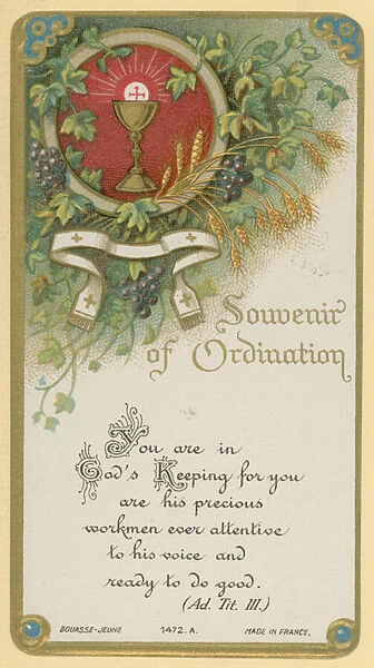 Souvenir of Ordination (chromolitho)