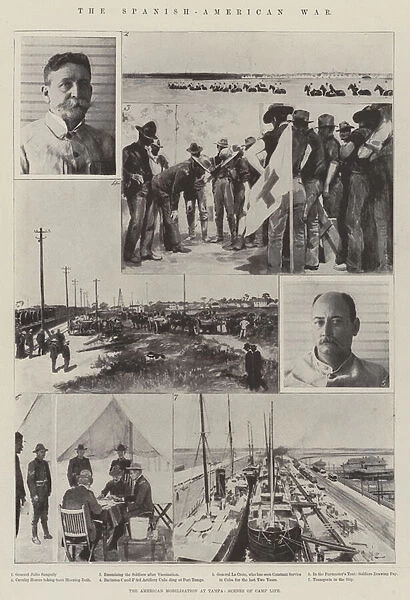 The Spanish-American War, the American Mobilisation at Tampa, Scenes of Camp Life (litho)