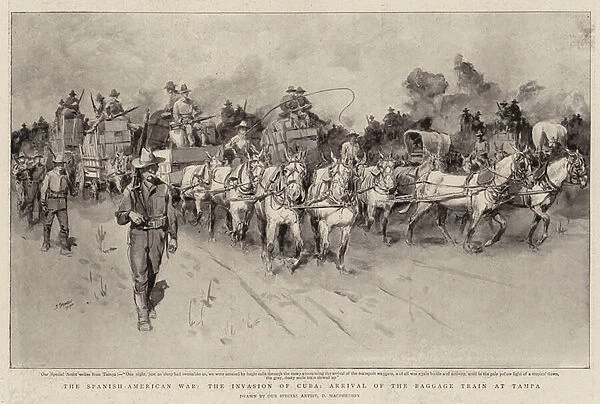 The Spanish-American War, the Invasion of Cuba, Arrival of the Baggage Train at Tampa (litho)