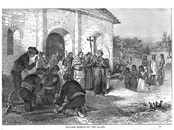 Spanish Mission of the Alamo, from The Romance of Tragedy of Pioneer Life, by Augustus L