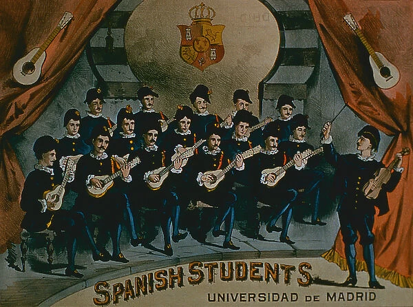 Spanish Students, University of Madrid (colour litho)