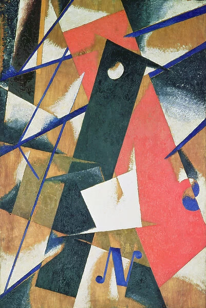 Spatial Force Construction, 1921 (oil on veneer with bronze powder)