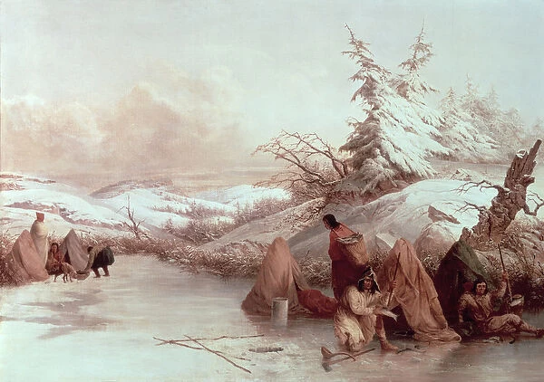 Spearing Fish in Winter (oil on canvas)
