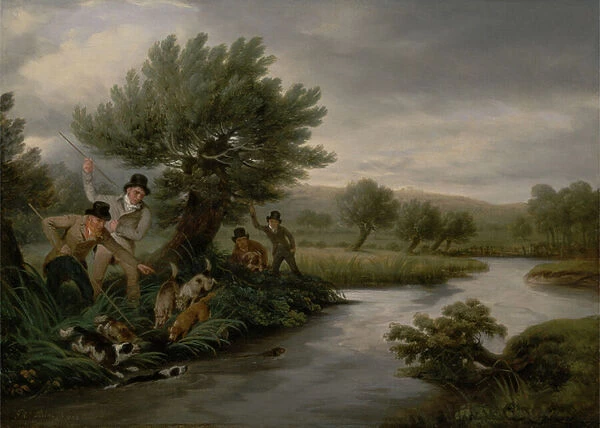Spearing the Otter, 1805 (oil on canvas)
