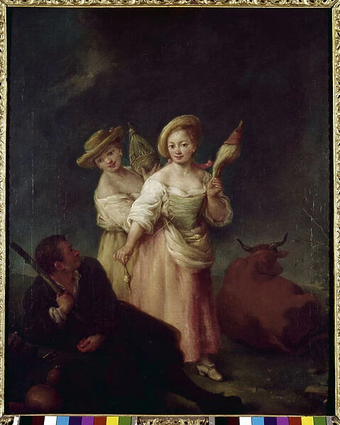 The spinners (The filatrici) - Painting by Pietro Longhi (1702-1785), oil on canvas
