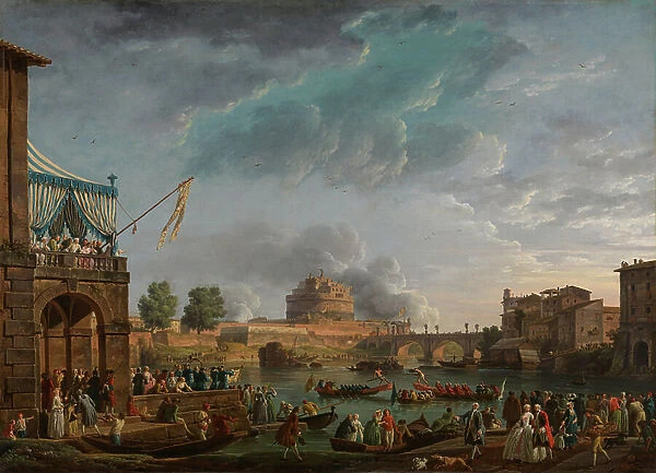 A Sporting Contest on the Tiber, 1750 (oil on canvas)