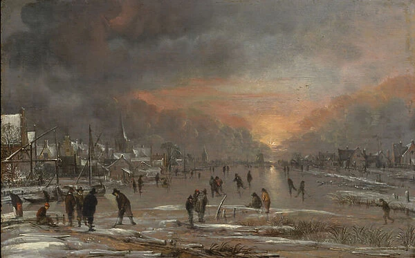 Sports on a Frozen River, c. 1660 (oil on wood)