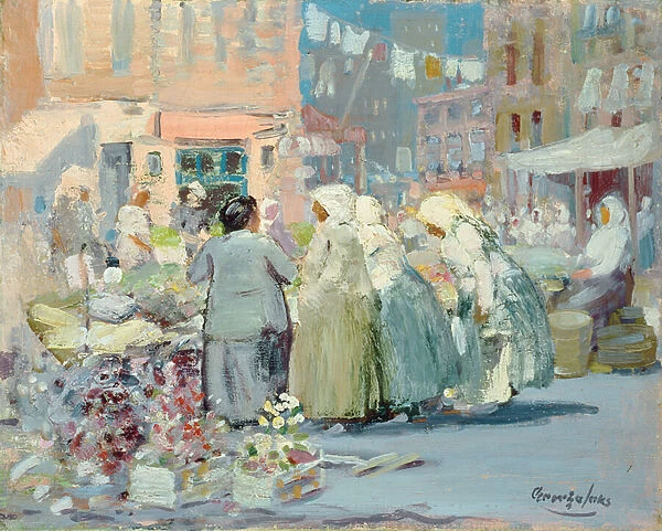 Spring Morning, Houston and Division Streets, New York, 1922 (oil on canvas)