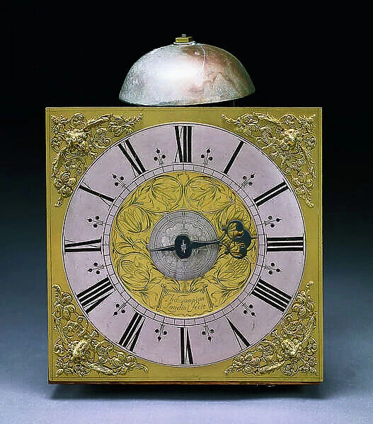 Square Dial of a Charles II Thirty Hour Longcase Clock, c. 1680 (mixed media)