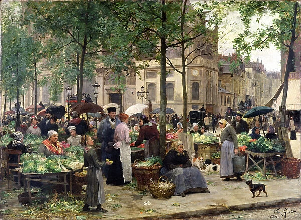 The Square in front of Les Halles, 1880 (oil on canvas)