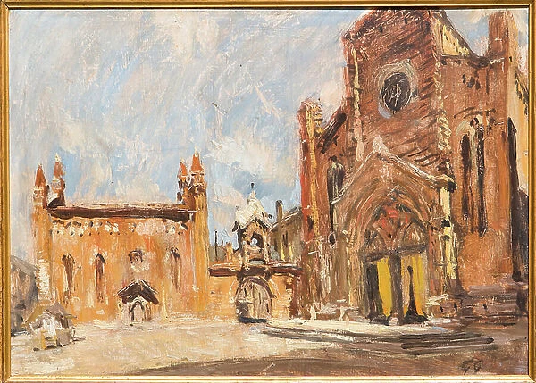 Square in Verona (oil on plywood)