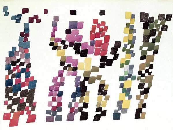Squares Representing a Group of People, 1920 (w / c & gouache on paper)