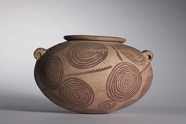 Squat Jar with Lug Handles, c. 3400-3300 BC (marl clay pottery)