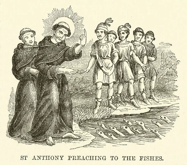 St Anthony preaching to the fishes (engraving)