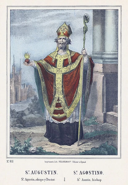 St Augustine (colour litho)