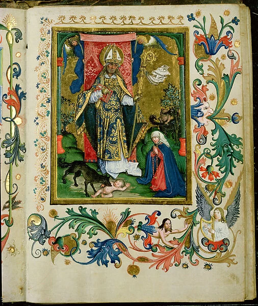 St. Augustine with the Virgin and Child (vellum)