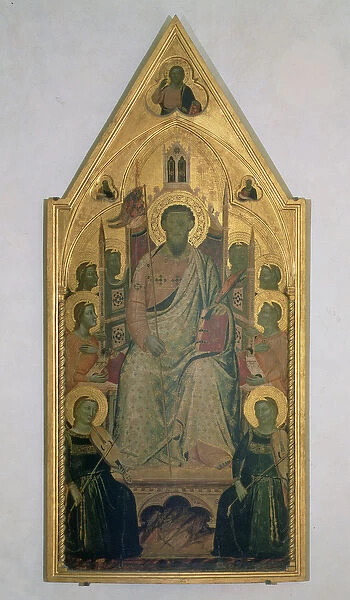St. Bartholomew enthroned with Angels (tempera on panel)