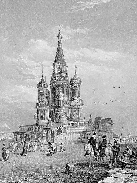 St. Basils Cathedral, Moscow, engraved by Turnbull, 1835 (engraving)