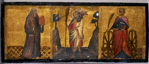 St. Benedict, St. Christopher and St. Catherine, c. 1400 (tempera on poplar wood)
